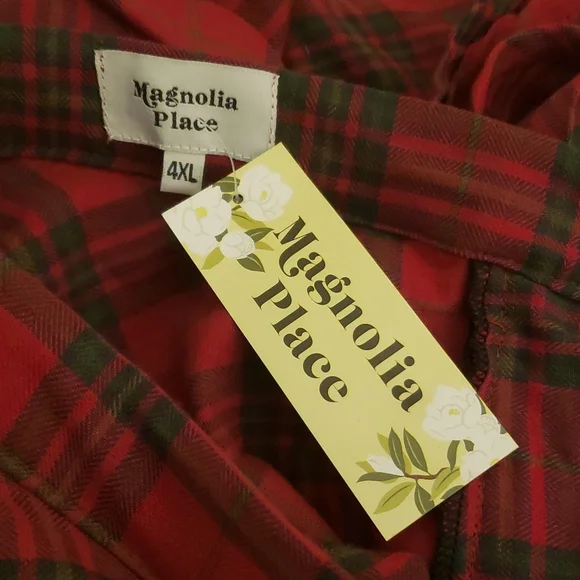 Unique Vintage Magnolia Place Sally Swing Skirt Red Green Plaid Retro Flannel - Picture 5 of 5